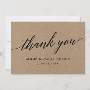 Modern Calligraphy Script Kraft Wedding Thank You Card