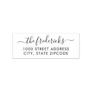 Modern Calligraphy Script Last Name Return Address Rubber Stamp