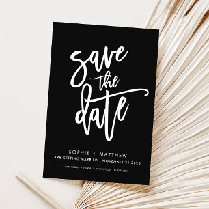 MODERN calligraphy script lettering black white Save The Date