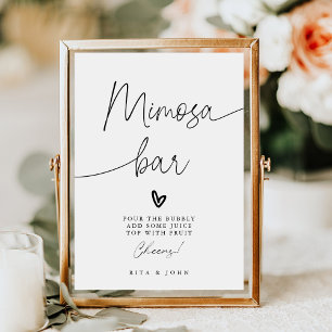Modern Calligraphy Script Mimosa Bar Wedding Sign