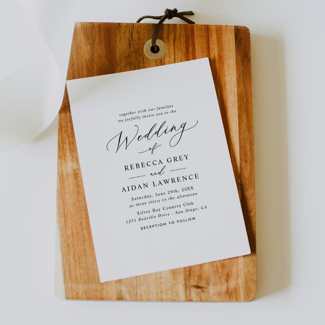 Modern Calligraphy Script Minimalistic Wedding Invitation (Creator Uploaded)