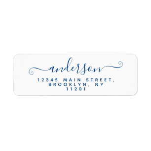 Modern Calligraphy Script Navy Blue Last Name