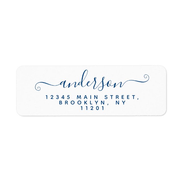 Modern Calligraphy Script Navy Blue Last Name (Front)