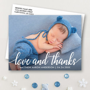 Modern Calligraphy Script New Baby Love Thanks W Postcard
