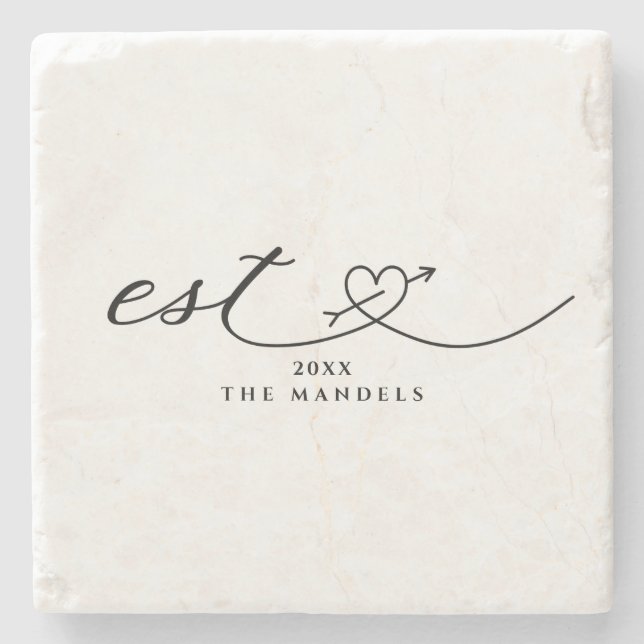 Modern Calligraphy Script Personalised Stone Coaster (Front)