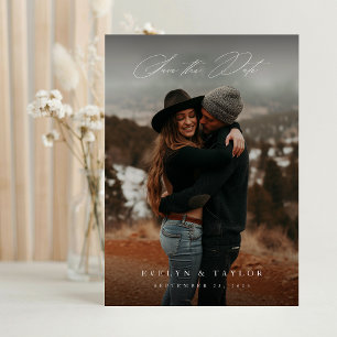Modern Calligraphy Script Photo QR Code Wedding Invitation