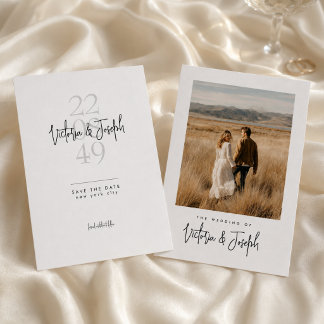 Modern Calligraphy Script Photo Wedding Budget Save The Date