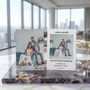 Modern Calligraphy Script Photo Wedding Save The Date