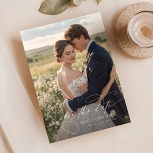 Modern Calligraphy Script Photo Wedding Save The Date