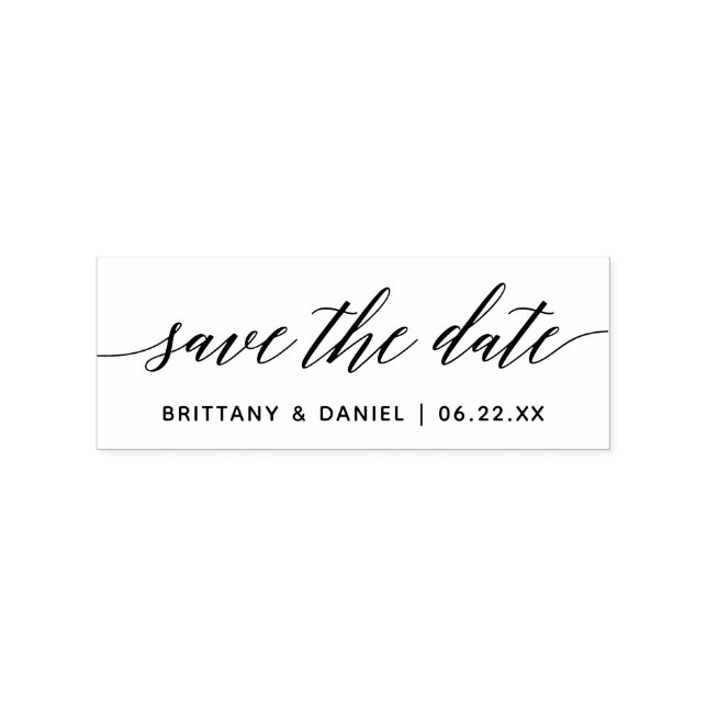 Modern Calligraphy Script Save The Date Rubber Stamp (Imprint)