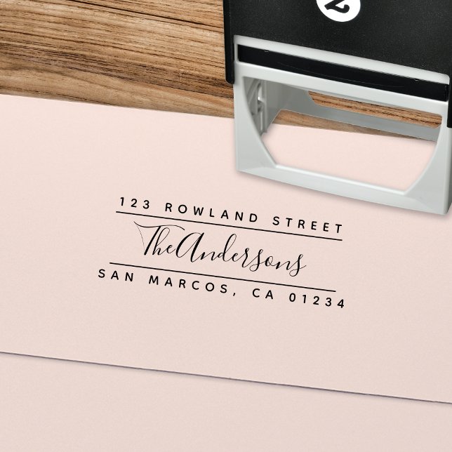 Modern Calligraphy Script Split Return Address Self-inking Stamp (Creator Uploaded)