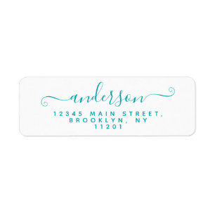 Modern Calligraphy Script Teal Green Last Name