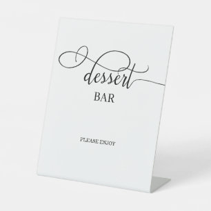 Modern Calligraphy Script Wedding Dessert Bar Pedestal Sign