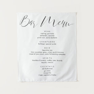 Modern Calligraphy Script Wedding Drinks Bar Menu Tapestry