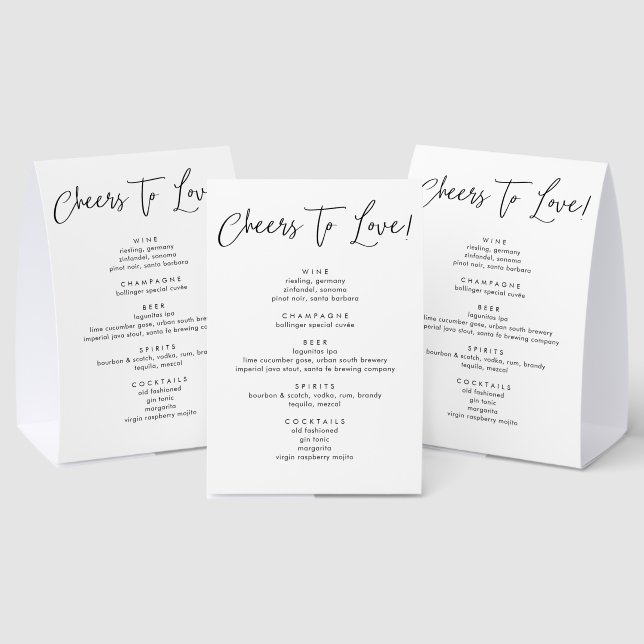 Modern Calligraphy Script Wedding Drinks Menu (Insitu(Multi))