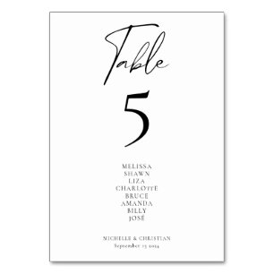 Modern Calligraphy Script Wedding Guests Names Table Number