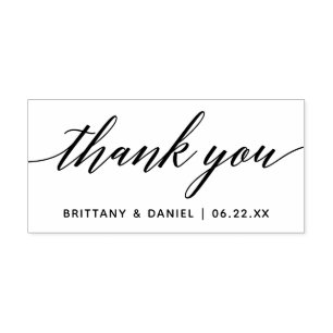 Modern Calligraphy Script Wedding Thank You Rubber Stamp