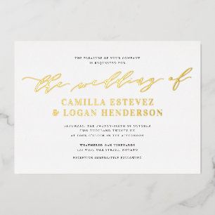 Modern Calligraphy Script Wedding White + Gold