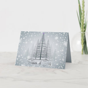 Modern Calligraphy Season of Joy  Winter Trees Holiday Card