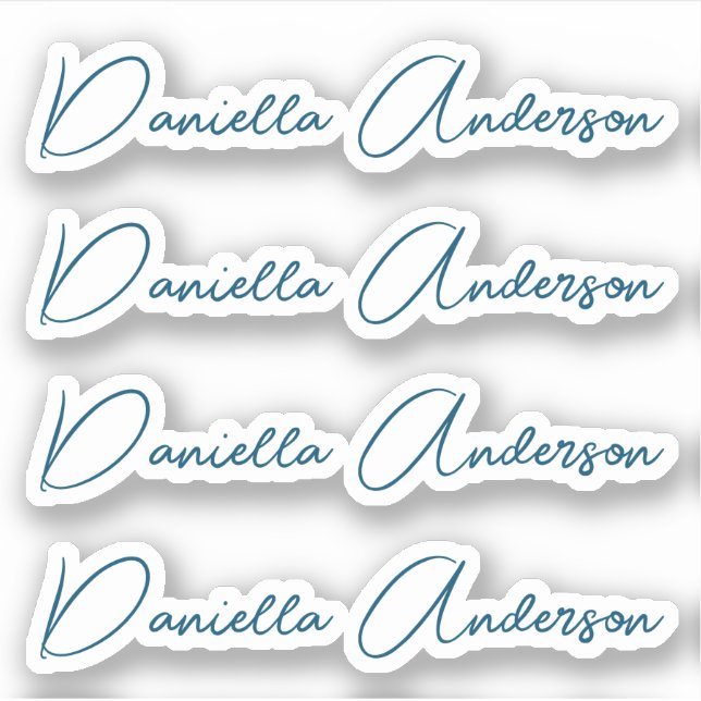 Modern Calligraphy Signature Name Vinyl Label, (Front)