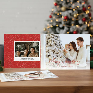 Modern Calligraphy Simple Family Photo Christmas Holiday Card