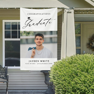 Modern Calligraphy Simple Photo Graduation Party Banner