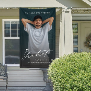 Modern Calligraphy Simple Photo Graduation Party Banner