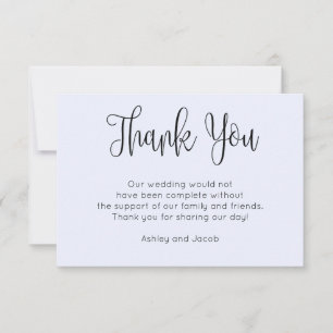 Modern calligraphy. Simple script blue wedding Thank You Card