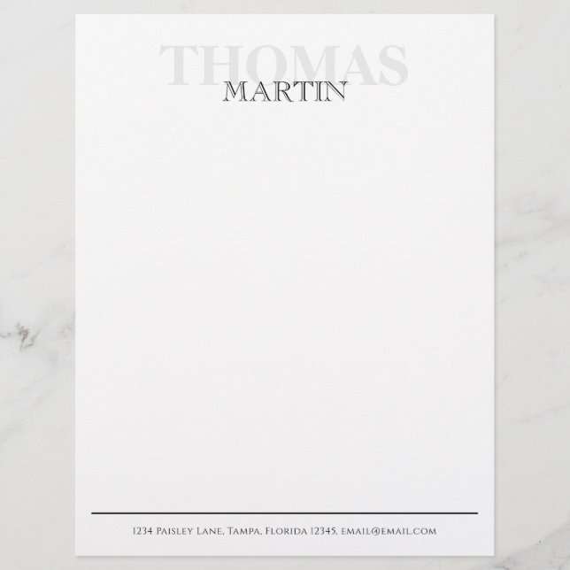 Modern Calligraphy Simple Typography Name Template Custom Letterhead (Front)