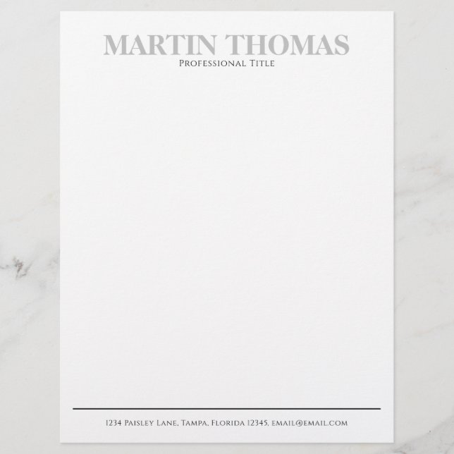 Modern Calligraphy Simple Typography Professional Custom Letterhead (Front)