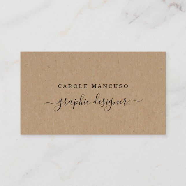 Modern Calligraphy - Simply Right Kraft Paper Business Card (Front)