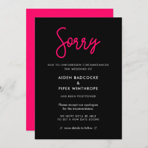 Modern calligraphy Sorry wedding update card
