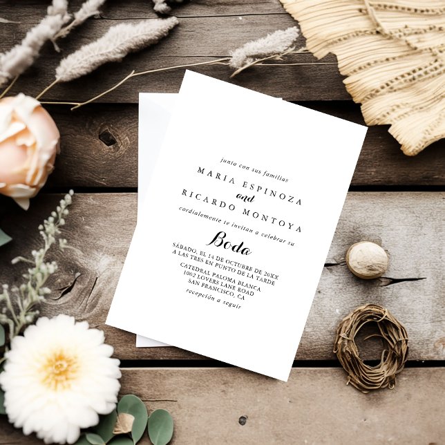 Modern Calligraphy Spanish Wedding Invitation (Creator Uploaded)