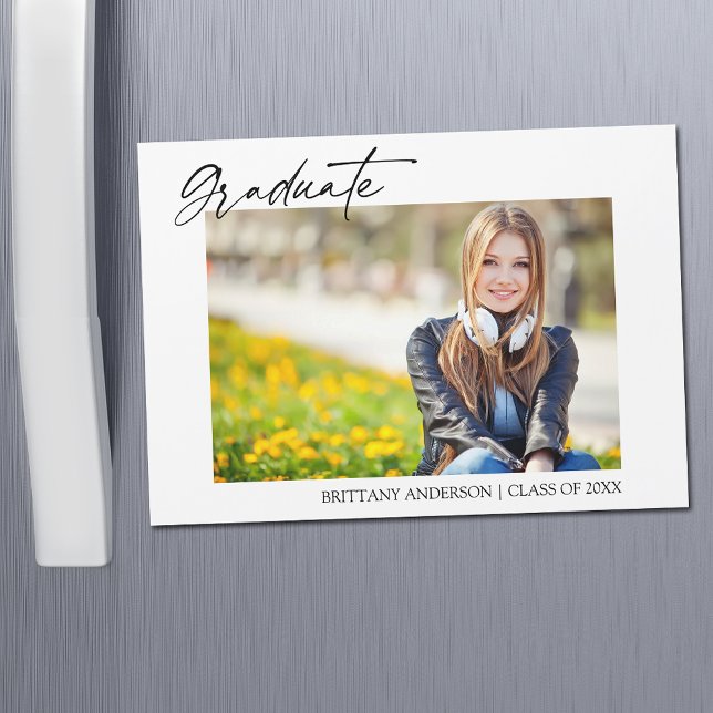 Modern Calligraphy Stylish Graduation Magnet Card (Customize to change your personalized text size or text style.)