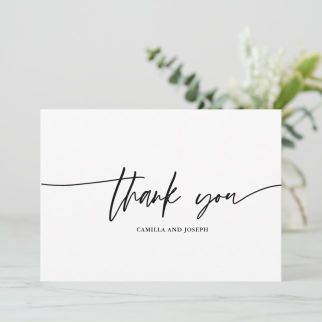Modern Calligraphy Swashes Thank You Card (Standing Front)