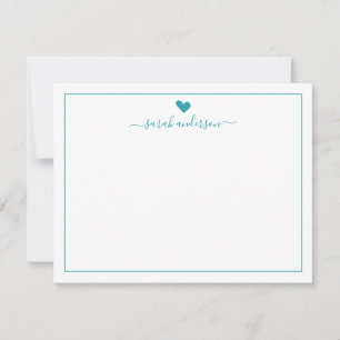 Modern Calligraphy Teal Heart Personalised Card