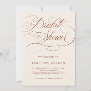Modern calligraphy terracotta Boho Bridal Shower Invitation