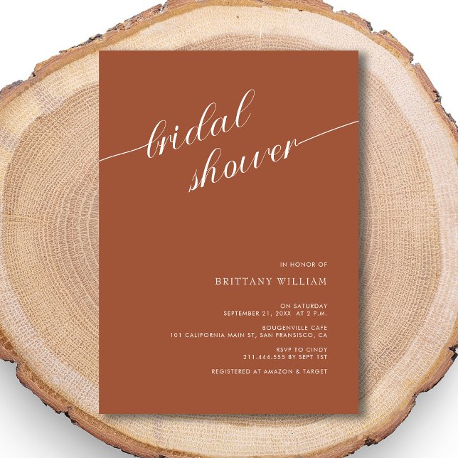Modern Calligraphy Terracotta Bridal Shower Invitation (Creator Uploaded)