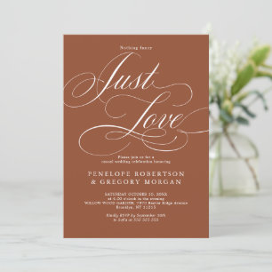 Modern Calligraphy Terracotta just love wedding Invitation