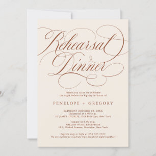 Modern calligraphy terracotta Rehearsal Dinner Invitation