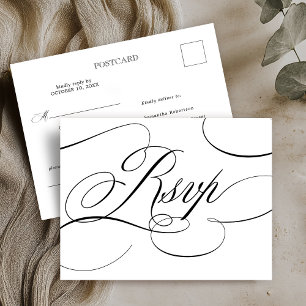 Modern calligraphy timeless black and white RSVP Postcard