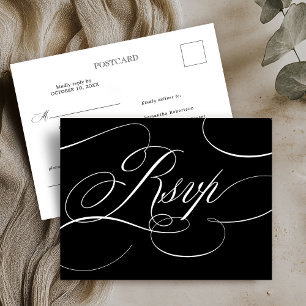 Modern calligraphy timeless black and white RSVP Postcard