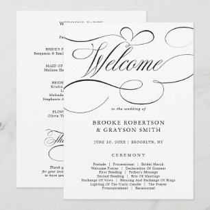 Modern calligraphy timeless Black Program Card