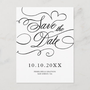 Modern calligraphy timeless black  Save the Date Postcard