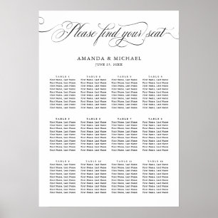 Modern calligraphy timeless black Seating Chart