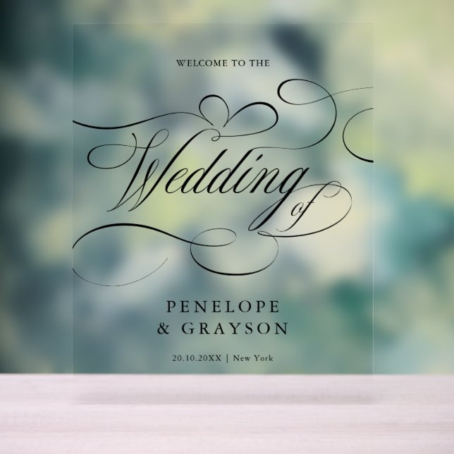 Modern calligraphy timeless black  Wedding Welcome Acrylic Sign (Neutral)