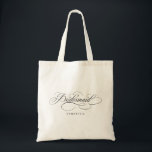 Modern calligraphy timeless Black white bridesmaid Tote Bag<br><div class="desc">A timeless and elegant bridesmaid gift tote bag featuring refined calligraphy script on a classic background,  perfect for a formal and sophisticated wedding celebration. For customisation or additional products featuring this design,  please feel free to contact me.</div>