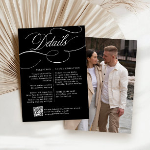 Modern calligraphy timeless black & white wedding enclosure card
