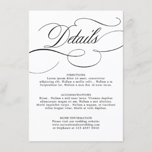 Modern calligraphy timeless Black white wedding Enclosure Card