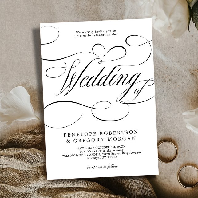 Modern calligraphy timeless Black white wedding Invitation (Modern calligraphy timeless Black white wedding Invitation)